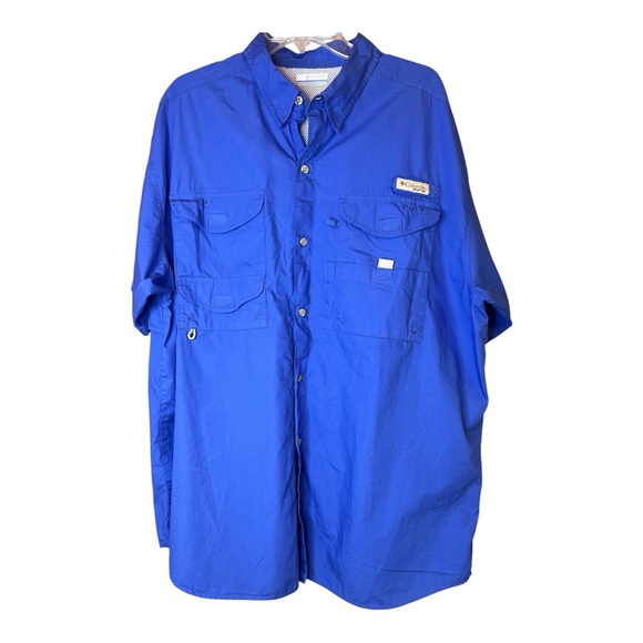 Columbia Men's PFG Vibrant Blue Short Sleeve Fishing/Casual Shirt SZ XL TG - Picture 1 of 9
